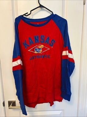Kansas Jayhawks Men’s Red & Blue Long Sleeve Tee - Size XL